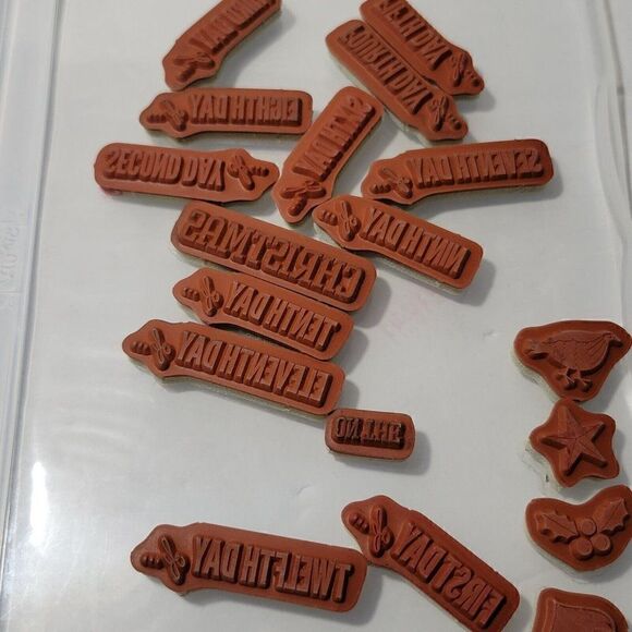 Stampin' Up Rubber Mount Stamp Sets 12 Days of Christmas & Watercolor Winter Too - Picture 6 of 12